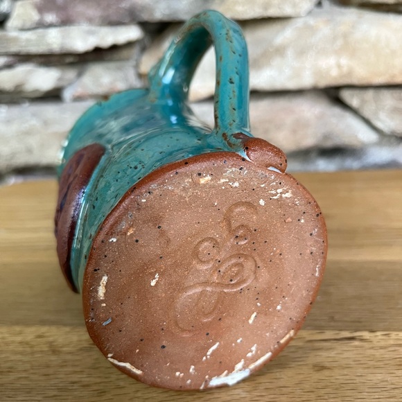 NEW Handcrafted Pottery Lotus Flower Mug Artisan Signed Hand Built Art Yoga 5" - Picture 6 of 9